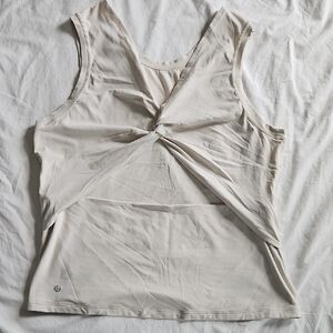 Nulu Back-twist Yoga Tank Top in White Opal